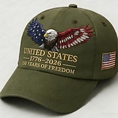  Cappello per il 250° anniversario degli Stati Uniti (1776-2026), berretto da baseball con aquila calva e bandiera americana ricamata, berretto vintage patriottico effetto invecchiato per uomo e donna