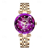economico Orologi al quarzo-Orologio di lusso da donna, elegante quadrante sfaccettato verde smeraldo con bracciale a maglie in acciaio inossidabile color oro rosa, orologio da polso al quarzo alla moda per signore, dettagli in