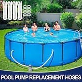 baratos eletrodomésticos-Conjunto de 4 mangueiras de reposição para bomba de filtro de piscina com braçadeiras de aço inoxidável, mangueira acessória de 1,25" de diâmetro e 59" de comprimento para piscinas acima do solo,