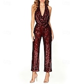 economico Outfit-Retrò Vintage Anni '70 Tuta Disco Paillettes Scollo a Cascata Costume Per donna Halloween Carnevale Parata dell'Orgoglio Mese dell'orgoglio Adulti Tuta Estate