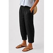  Damen Jeans Freizeithose Abgeschnittene Hose Urlaub Basic Knöchellang Hohe Taille Einfach Tasche Komfort Weich Atmungsaktiv Unelastisch Lässig Täglich Urlaub Blau Schwarz Marineblau Sommer Frühling