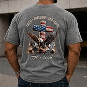  2026 250 Aniversario Camisetas para hombres Bandera estadounidense 1776 100 Algodón Lavado ácido Camiseta de peso pesado de manga corta Camiseta DTG Cuello redondo Moda Diaria Vacaciones Primavera