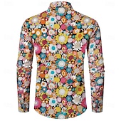 billiga Blast-Retro / vintage Boho 70-talet Skjorta Hippie Blommig Maskeradkläder Herr Halloween Karnival musikfestival Retro-temafest Vuxna Skjorta