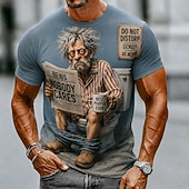 billiga 3D T-shirts-Herr Gammal man T-shirt Kortärmad T-shirt 3D-tryck Rund hals Skjorta Rolig Ledigt Dagligen Gata Blå Svart Sommar Vår Kläder S M L XL 2XL 3XL