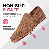 Недорогие Лоферы-Men's Breathable Perforated Loafers – Lightweight Summer Slip-On Shoes for Vacation Evenings, Outdoor Dining &amp; Resort Casual Wear