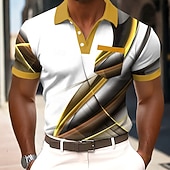  Per uomo Geometrico Linea Polo Manica Corta Magliette polo Camicie con Colletto Casual Athleisure Stampa 3D Bottoni Primavera & Estate Blu Viola Marrone