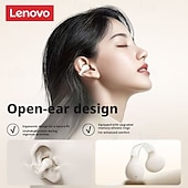 billiga TWS helt trådlösa hörlurar-Lenovo ThinkPlus öppna öronhörlurar, Bluetooth 5.4 luftledningshörlurar med clip-on-funktion, 360 AC HiFi-stereo trådlösa hörlurar med brusreducerande mikrofon, 24 timmars batteritid för sport,