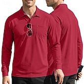 economico Camicia da uomo-Per uomo Tinta unita Maglietta sportiva Polo da golf Maglia da tennis Maglietta da tennis Manica Lunga Tasca Bottoni Leggero Elastico Traspirante Tennis Golf Corsa Colletto a Camicia Top Bianco Cachi