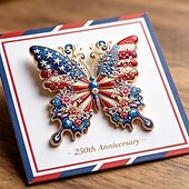 billiga U.S. 250-årsjubileum-Broschnål med amerikansk 250-årsjubileum, brosch med amerikansk flagga och fjäril i strass, patriotisk minnesnål för kvinnor 1776-2026, smycken till present till USA:s självständighetsdag, minnesdagen