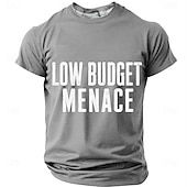 cheap Men's Funny T shirts-Men's Low Budget Menace Funny Letter Graphic Sarcastic Streetwear T-Shirt Regular Fit Casual Blue Designer Clothing Apparel S M L XL XXL XXXL