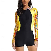 economico Rash Guards Interi-Per donna Costume da Bagno Rash Guard Cerniera Frontale Boyleg Protezione Solare UV UPF50+ Asciugatura Rapida Manica Lunga Body costume da bagno Surf Spiaggia Sport Acquatici Estate
