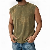  SoftFade™ Ανδρικό Tank Top Υποκάμισο Αμάνικο Πουκάμισο Αμάνικο Crew Neck Καλοκαίρι Απλό Μόδα Κλασικό Μοντέρνο Απλό Καθημερινό Δρόμος Σπορ Ανοιχτό Χακί Μαύρο Κορυφή Τ-shirt για Άνδρες
