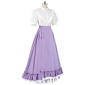 halpa Asusteet-Setti Retro / vintage Renessanssi Cottagecore Epäsymmetrinen Nilkkapituinen Hameet Pusero / hame Pitkähihainen Lempeä nainen Naamiaispuku Naisten Fantasia Karnevaali Juhla Renessanssin messut Aikuiset