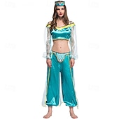  Costume Cosplay Costume di danza del ventre Principessa Jasmine Costume Sexy Adulti Per donna Carnevale martedì grasso Carnevale Feste Vestirsi