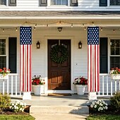 abordables 250e Anniversaire-Bannière lumineuse patriotique américaine (1 pièce) pour porche, décorations extérieures pour le 4 juillet, 250e anniversaire des États-Unis, étoiles et rayures, bannière pour porte d'entrée ou patio.