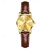 economico Orologi al quarzo-Orologio da uomo Olevs di lusso, analogico, al quarzo, impermeabile, con cinturino in pelle marrone, quadrante con numeri romani e datario, classico, casual, alla moda, elegante, regalo per lui.