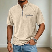 abordables t-shirts de base-Homme T-shirt Chemise jean Manche Courte Col montant Col mandarin Automne &amp; Hiver Été Printemps Uni ancien Streetwear Occasionnel Lavé Manche raglan Occasionnel Maison Rue Gris Bleu Ciel Pourpre