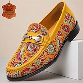economico Mocassini in pelle premium-Mocassini da uomo di lusso con motivo paisley e morsetto – scarpe eleganti slip-on in vera pelle per lavoro, matrimoni, feste e per gentiluomini attenti alla moda.