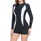tanie Rash guardy One Piece-Damskie Docieplacze Stroje kąpielowe One Pieces Blokowanie kolorów Zapiąć na zamek błyskawiczny Ochrona UV Elastyczny Długi rękaw Kąpielówki Surfing Plaża Wakacje Lato