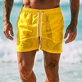 cheap Men's Swim Shorts-Men's Swim Trunks Swim Shorts Board Shorts Drawstring with Mesh lining Plain Solid Colored Quick Dry Above Knee Casual Beach Holiday Hawaiian Casual / Sporty Blue Khaki Stretchy