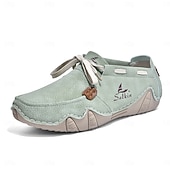 Недорогие Повседневные туфли на шнуровке-Men's Mint Green Casual Loafers, Lace-Up Comfort Walking Shoes, Lightweight Soft Sole Shoes for Travel, Daily Wear, Outdoor Activities