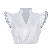 abordables Ensemble Dirndl-Oktoberfest Robe Dirndl Ensemble Dirndl Blouse Dirndl Longueur midi Tablier aspect satiné Femme de ménage Allemand Alpin Patrimoine Prairies Femmes Carnaval Fête de la Bière Tissu de style