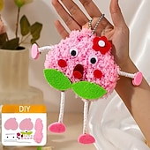  Kit di 6 portachiavi in peluche fai da te per bambini, kit creativo per realizzare bambole pelose fatte a mano, simpatici ciondoli a forma di frutta, stella e nuvola per lo zaino, bomboniere