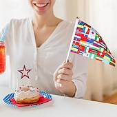 baratos Partida de Futebol Mundial 2026-Conjunto de 30 bandeirinhas internacionais de futebol para decoração da Copa do Mundo, pequenas e portáteis, ideais para lembrancinhas de festas internacionais, eventos esportivos ao redor do mundo,