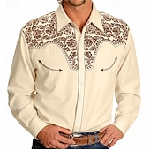 baratos Velho Oeste-Clássico Retro Vintage Blusa / Camisa Cowboy do Oeste 3D Fantasia Homens Baile de Máscaras Dia a Dia Festa de Solteira Adulto Camisa