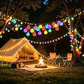 economico Striscie luci ad energia solare-Ghirlanda luminosa solare con globo, 5 m 20 LED, 7 m 50 LED, 12 m 100 LED, luci fatate impermeabili per esterni, ideali per giardino, patio, matrimoni, campeggio, feste, Natale e Halloween.