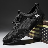 economico Scarpe Casual con Lacci-Scarpe da trekking da uomo beige in mesh, scarpe da trail running con lacci, scarpe da passeggio leggere e antiscivolo per viaggi, campeggio e uso quotidiano.