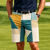 preiswerte Bedruckte Shorts-Herren Geometrisch Farbblockmuster Farbblockierung Bermudashorts Freizeitshorts Kurze Golfhosen Mittlere Taille Business-Casual Arbeit Golf Strandurlaub Kurze Hose mit flacher Vorderseite und 4