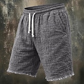  Per uomo Pantaloncini Estivi 100% cotone Shorts da Spiaggia Coulisse Elastico in vita Senza bordo Semplice Comodità Traspirante Lunghezza al ginocchio Casuale Quotidiano All'aperto Vacanza Vintage