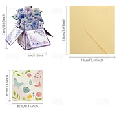 preiswerte Geschenke-3D-Pop-up-Karte mit lila Rose, große Blumengrußkarte in einer Schachtel für Frauen, Mütter, Ehefrauen, Omas – handgefertigtes Geschenk zum Muttertag, Geburtstag, Jahrestag, als Genesungswunsch,