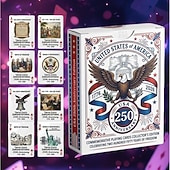  Carte da gioco commemorative del 250° anniversario degli Stati Uniti, edizione da collezione del quinquennio 1776-2026, mazzo storico patriottico degli Stati Uniti, regalo per gli amanti della storia