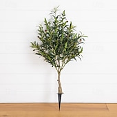 baratos Artificial Plants &amp; Greenery-39 Inch Faux Olive Tree Plant, Artificial Olive Bush with Integrated Ground Stake, Realistic Scandinavian Greenery Decoration for Indoor Outdoor Use, Perfect for Living Room, Bedroom, Entryway, Patio