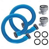 voordelige huishoudelijke apparaten-Set van 2 vervangingsslangen voor bovengrondse zwembaden, filterpompslang met een diameter van 1,5 inch (3,8 cm) en adapters. &amp;Pakkingen, flexibele accessoirekit voor zware toepassingen voor Intex