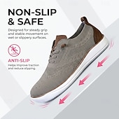 economico Scarpe Casual con Lacci-Sneakers Oxford da uomo grigie in maglia, scarpe stringate eleganti e casual, scarpe comode e leggere per ufficio, viaggi e uso quotidiano.