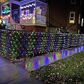 abordables Projecteurs haute tension à brancher-Guirlande lumineuse LED en filet, décoration extérieure en filet, guirlande lumineuse multicolore LED étanche pour buissons, arbustes, haies, arbres et pelouse