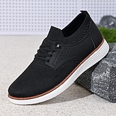 economico Scarpe Casual con Lacci-Scarpe da ginnastica Oxford da uomo blu navy in maglia, scarpe casual stringate eleganti da passeggio, scarpe comode e leggere per ufficio, viaggi e uso quotidiano