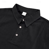 preiswerte Urlaub-Men Shirt Linen Shirt Popover Shirt Summer Shirt Beach Wear Plain Casual Vacation Black Khaki Gray Short Sleeve Shirt Collar Summer Spring Clothing Apparel