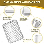 cheap Grills &amp; Outdoor Cooking-Stainless Steel Baking Sheet Pan with Rack, Heavy Duty Roasting Tray for Oven, Grill &amp; Broiler, Dishwasher Safe Bakeware for Cookies, Bacon, Chicken, Turkey &amp; Vegetables