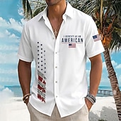 economico Modello di bandiera-Camicia a maniche corte con bottoni della bandiera americana patriottica 1776 2026 per il 250° anniversario degli uomini