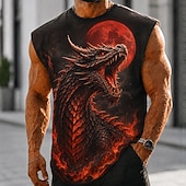 baratos crânio e osso-Homens Dragão Camiseta Interior Sem Manga Camiseta Impressão 3D Gola Redonda Camisa Escuro Diário Feriado Amarelo Vermelho Roxo Primavera Verão Roupa S M L XL 2XL 3XL