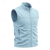 abordables Vestes de course-Homme Couleur Unie Gilet de course à pied Veste softshell Débardeur Rembourré Été Printemps Automne Avec Poches Fermeture intégrale Sans manches Séchage Rapide Léger Respirant Salle de sport Pêche