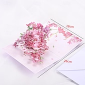 economico Regali-Biglietto pop-up 3D con fiori di ciliegio, biglietto d'auguri rosa sakura per donne, mamma, nonna, moglie - regalo fatto a mano per la festa della mamma, compleanno, anniversario, matrimonio,