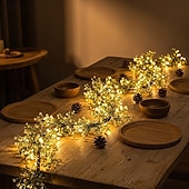 baratos Luzes interiores a pilhas e USB-Guirlanda de luzes de fada com flores sintéticas em formato de estrela, 1,8 m, 20 LEDs, ideal para decoração de casamentos, festas, Dia dos Namorados, Natal, ambientes internos e externos, varandas,