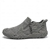 abordables Zapatos Casuales Slip-On-Zapatillas de senderismo grises para hombre: zapatillas ligeras con cremallera lateral para actividades al aire libre, calzado cómodo y antideslizante para senderismo, viajes y aventuras cotidianas.