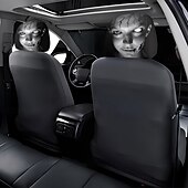 cheap Halloween Slipcover-2/4PCS Cracked Makeup Car Seat Headrest Covers, Funny Prank Headrest Protectors, Universal Fit Stretch Car Interior Accessories, Washable and Easy to Install, Comfortable Seat Protection for Cars, SUV