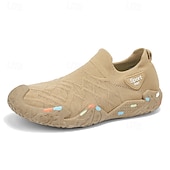 cheap Slip-On Casual Shoes-Men's Beige Outdoor Sneakers – Lightweight Breathable Walking Shoes, Non-Slip Comfort Footwear for Hiking, Travel, Camping and Everyday Wear